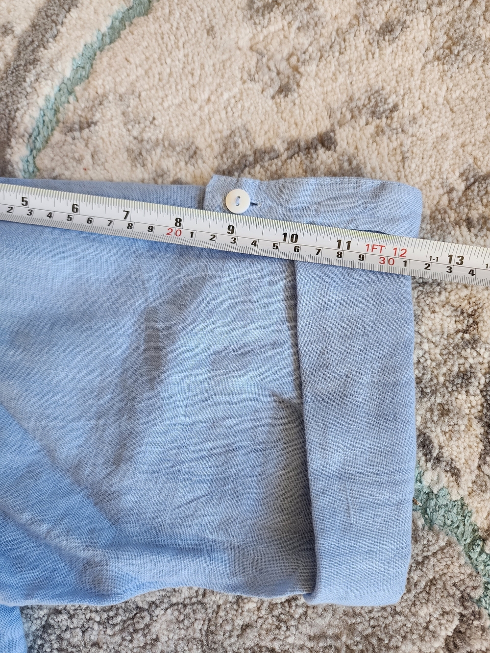 Milio Milano 100% Linen Front Tie Button Shirt Cottagecore, Blue S/M Vacation - Picture 11 of 14